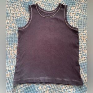 Hand Dyed Contrast Stitch Cotton Tank Washed Black 3-4T